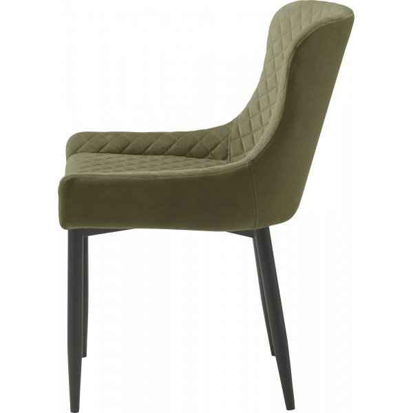 Bernt stol i olivegrön sammet med diamant mönster Bernt stol i olivegrön sammet med diamant mönster