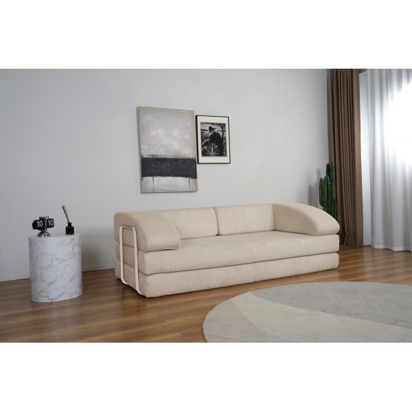 Lincoln 3-sits bddsoffa i beige manchester
