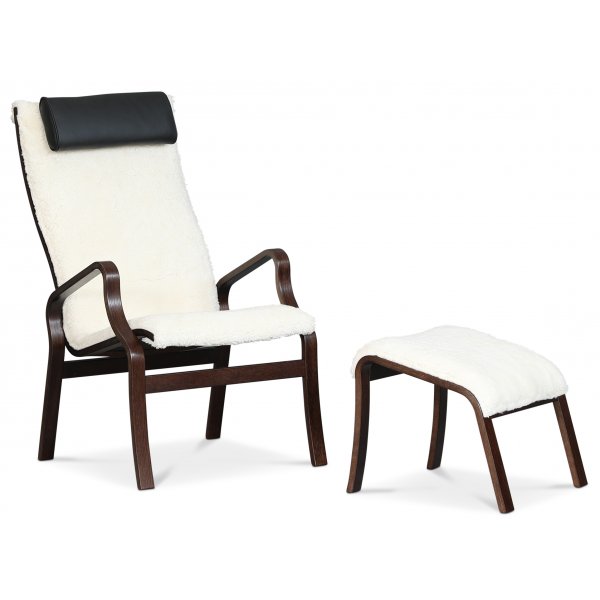 Lammet f�t�lj i f�rskinn scandinavian moonlight - M�rk valn�t