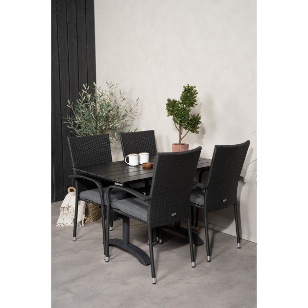 Denver utematgrupp med 4 st Anna stolar - Svart Denver utematgrupp med 4 st Anna stolar - Svart