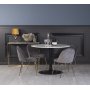 Plaza matgrupp, marmorbord med 4 st Plaza sammetsstolar - Gr/Mssing/Svart