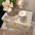 Kundbild Matteus vintage Koffert set - Ljusgr� / M�ssing: Super fint �ven som avlastningsbord