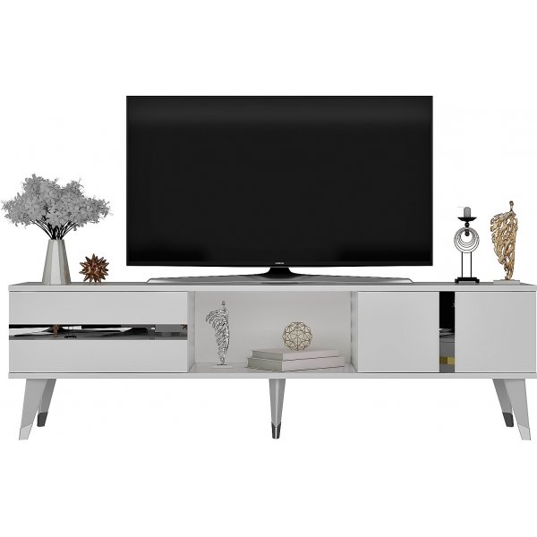 Banc multimédia Vania - Blanc/argent Banc multimédia Vania - Blanc/argent