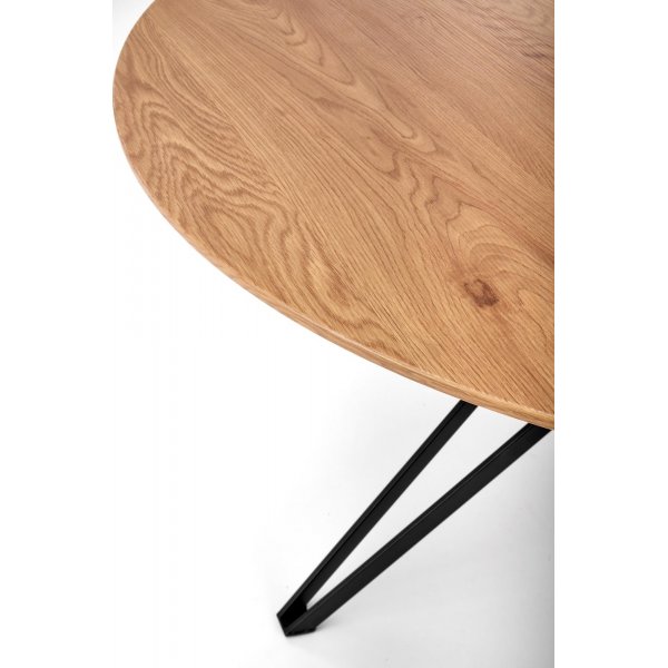Table à manger ronde Dwain Ø120 cm - Chêne/noir Table à manger ronde Dwain Ø120 cm - Chêne/noir