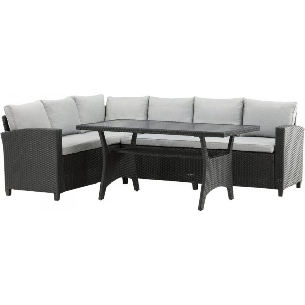 Groupe de canapés d\\\'angle en bois courbé - Noir/gris Groupe de canapés d\\\'angle en bois courbé - Noir/gris