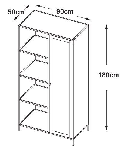 Armoire Billy noire avec porte H 180 cm