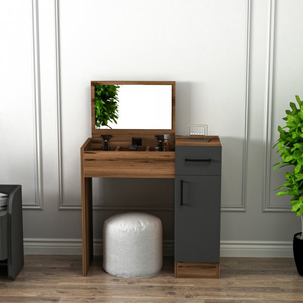 Inci kaptafel 77 x 37,3 cm - Licht walnoot/antraciet Inci kaptafel 77 x 37,3 cm - Licht walnoot/antraciet