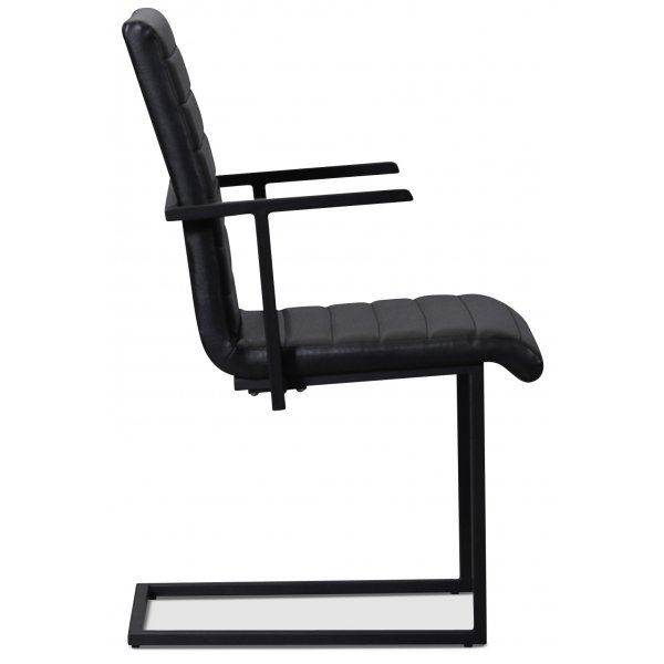 Lazio karmstol svart metall - Svart PU