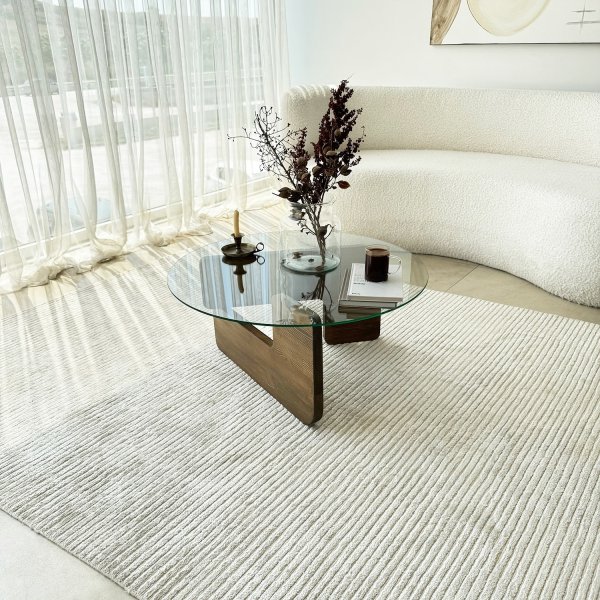 Mia soffbord 75 cm - Valnt/klarglas