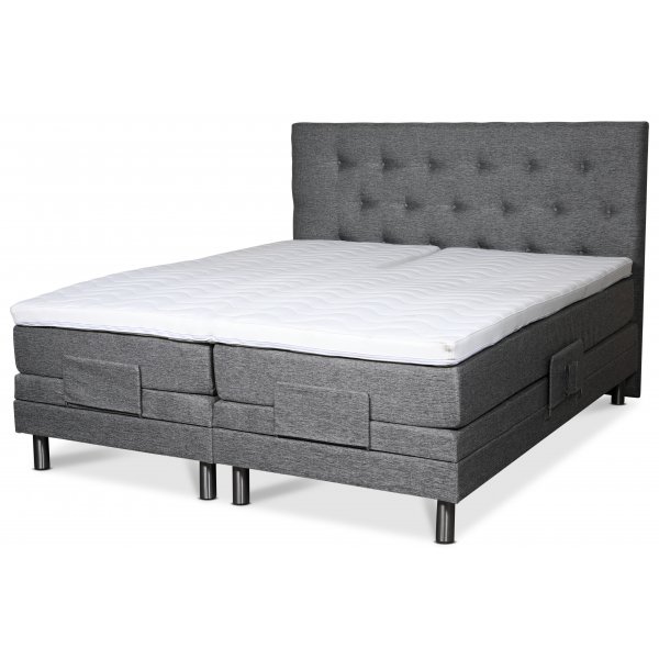 Klara compleet verstelbaar tweepersoonsbed met hoofdeinde 7-zone Pocket - Grijs