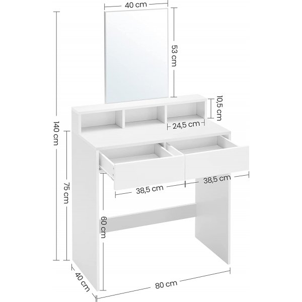 Esra kaptafel 80 x 40 cm - Wit Esra kaptafel 80 x 40 cm - Wit