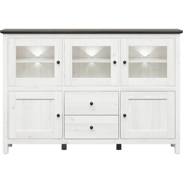 Hesen vitrinekast - Wit/zwart