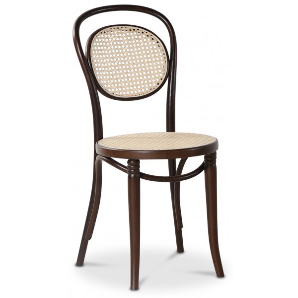 Chaise de salle  manger No 10 avec assise et dossier en rotin - Noyer