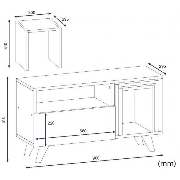 Novella TV-b�nk - Vit/valn�t