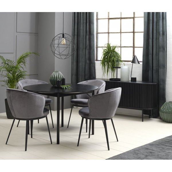 Table  manger ronde Sona 120 cm en chne teint noir