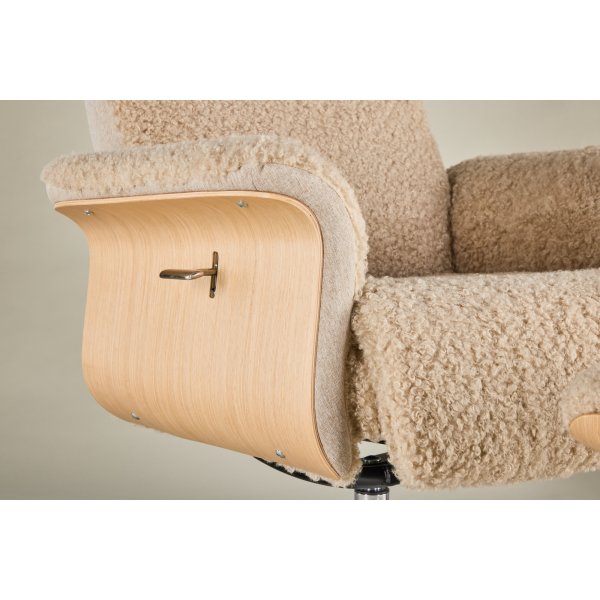 Fauteuil relax avec repose-pieds - Imitation peau de mouton beige/chne huil + Dtachant pour meubles