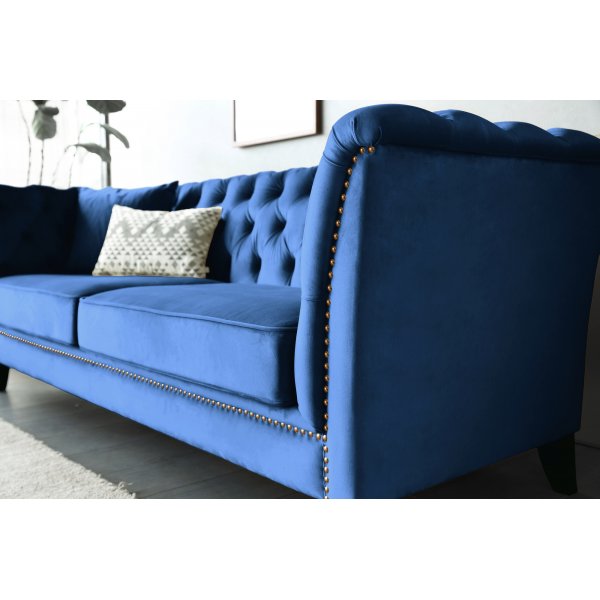 Bank 3-zits Chesterfield Blauw - Milton + Vlekverwijderaar voor meubels