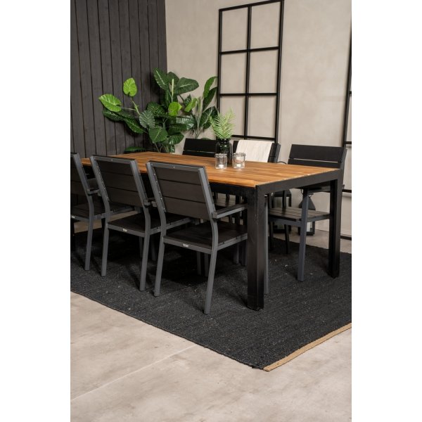 Bois utematgrupp med 6 st Levels stolar - Svart/Natur