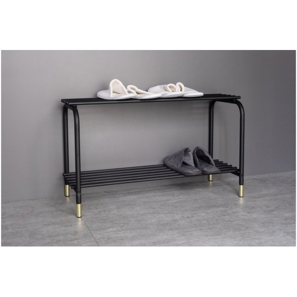 Étagère à chaussures Basse - Noir/laiton Étagère à chaussures Basse - Noir/laiton