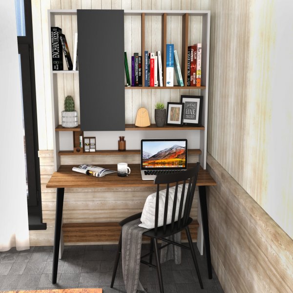 Wood skrivbord 120 x 60 cm - Vit/valnöt Wood skrivbord 120 x 60 cm - Vit/valnöt