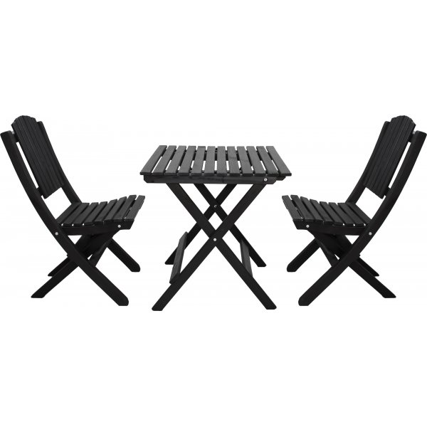 Table de groupe d'extrieur Wilma 65 x 65 cm avec 2 chaises Visby - Noir
