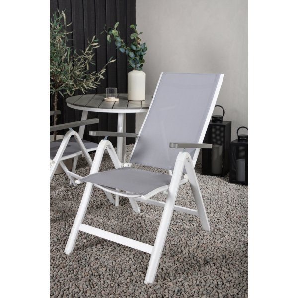 Break utematgrupp med 2 st Albany stolar - Grå/Vit Break utematgrupp med 2 st Albany stolar - Grå/Vit