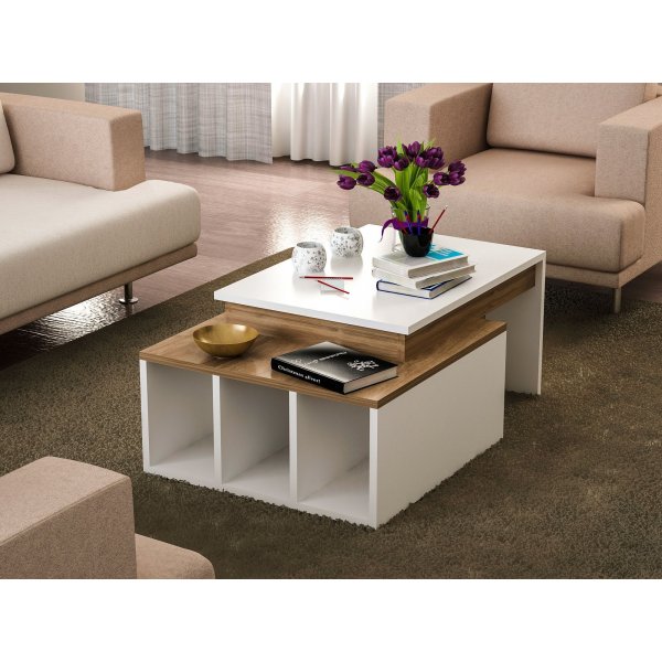 Kolarado soffbord 90 x 60 cm - Vit/valnöt Kolarado soffbord 90 x 60 cm - Vit/valnöt