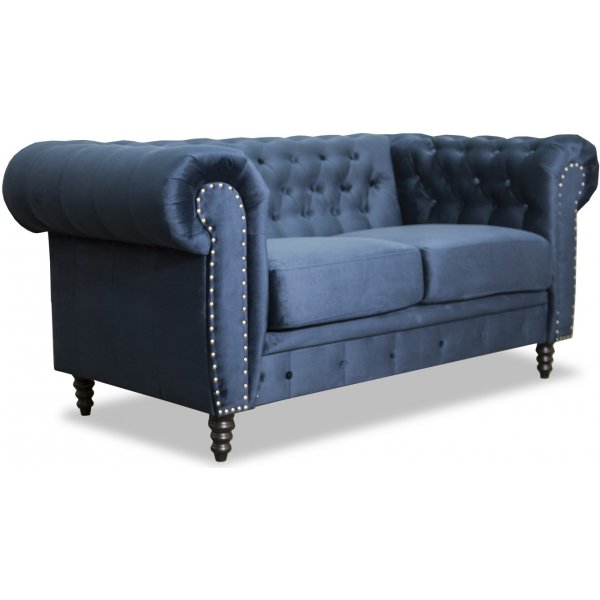 Ashford Chesterfield 2 Places - Velours Bleu Fonc