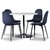 Groupe de repas Tiana, table  manger ronde avec 4 chaises en velours Carisma - Blanc/Bleu