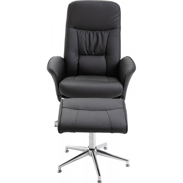 Fauteuil inclinable Julius avec repose-pieds - PU noir Fauteuil inclinable Julius avec repose-pieds - PU noir