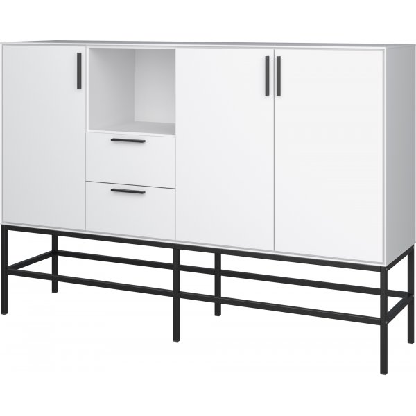 Meuble de rangement Slimline avec 3 portes et 2 tiroirs - Blanc/noir Meuble de rangement Slimline avec 3 portes et 2 tiroirs - Blanc/noir