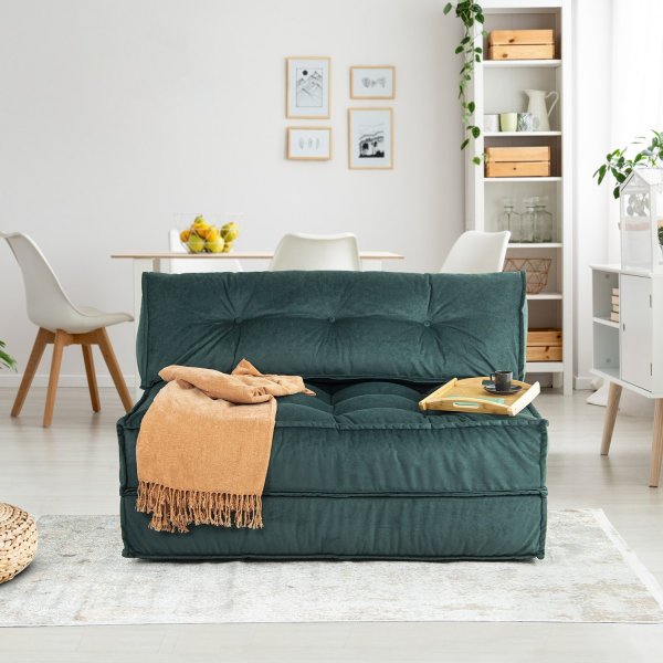 Canapé convertible 2 places Faldi - Vert pétrole Canapé convertible 2 places Faldi - Vert pétrole