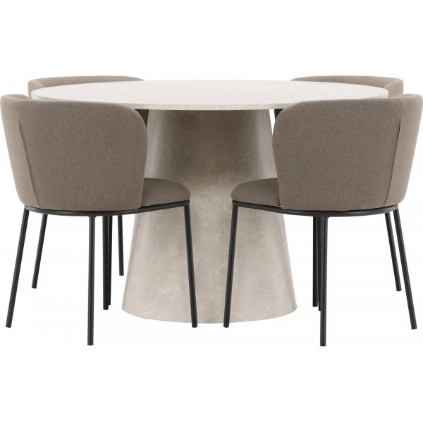 Matbord Lanzo med 4 st Edina stolar - Svart/brun/beige + 3.00 x Mbeltassar