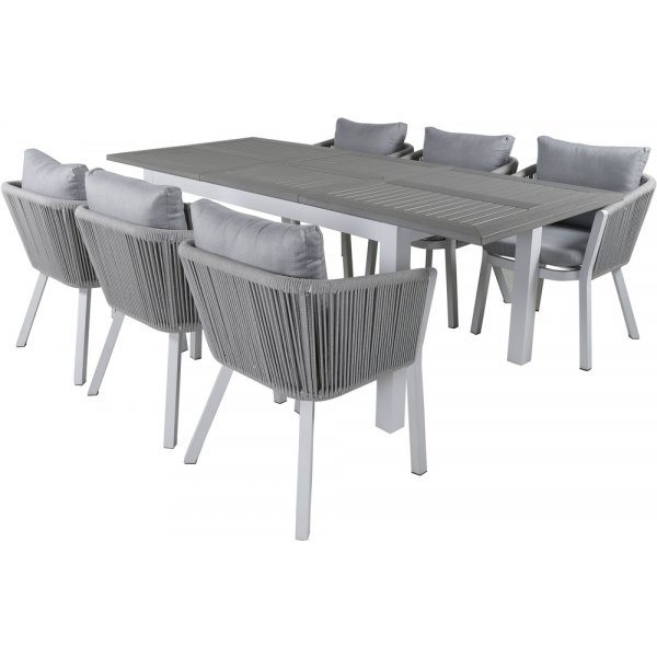 Albany utematgrupp med 6 st Virya stolar - Gr/Vit