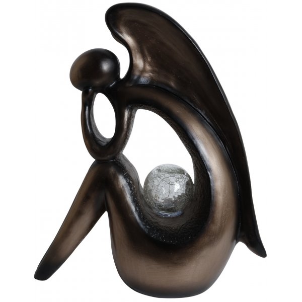 Trdgrdskonst Solcellslampa ngel H52 cm - Svart/koppar