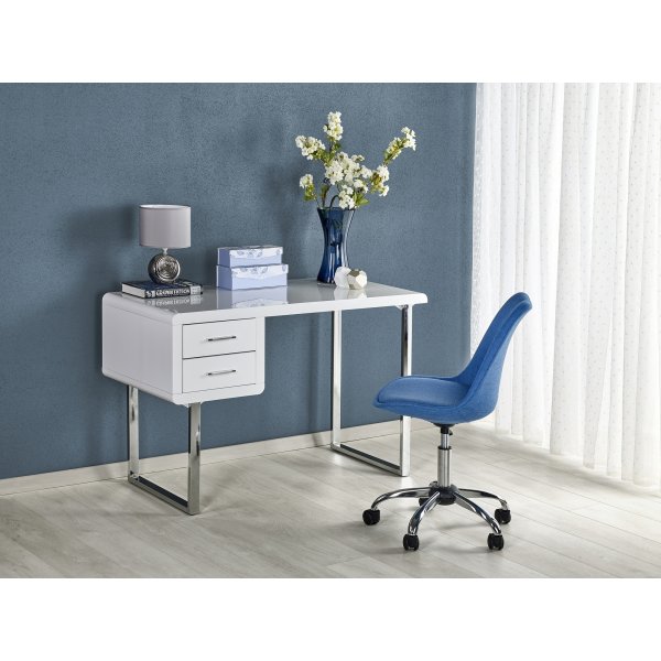 Bureau Fernanda 120x55 cm - Blanc (Haute brillance) / chrome Bureau Fernanda 120x55 cm - Blanc (Haute brillance) / chrome