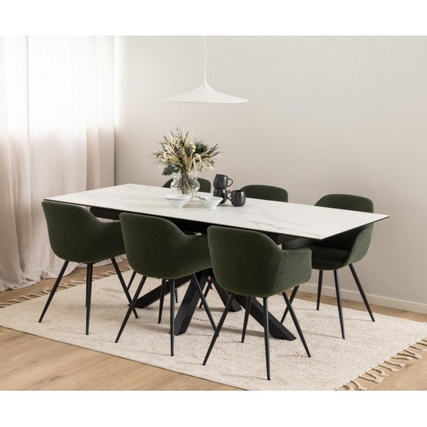 Heaven matbord 168-210 x 90 cm - Vit/matt svart Heaven matbord 168-210 x 90 cm - Vit/matt svart