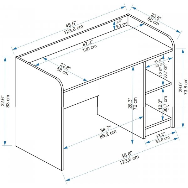 Luses skrivbord 123,6 x 60 cm - Furu/beige Luses skrivbord 123,6 x 60 cm - Furu/beige