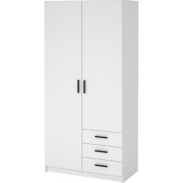 Armoire Sprint avec 2 portes et 3 tiroirs - Blanc Armoire Sprint avec 2 portes et 3 tiroirs - Blanc