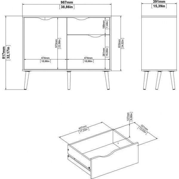 Oslo skåp - Vit/ek Oslo skåp - Vit/ek