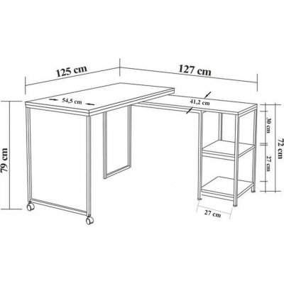 Bera skrivbord 125x54,5 cm - Furu/svart