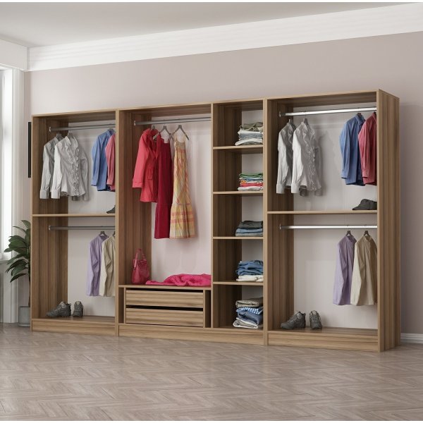 Cavolo kledingkast 315x52x210 cm, variant A - Bruin Cavolo kledingkast 315x52x210 cm, variant A - Bruin