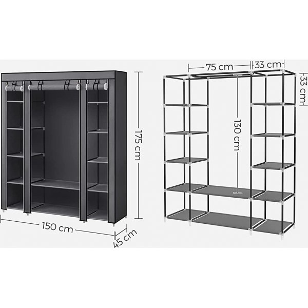 Prescott garderob 150 x 175 cm - Grå Prescott garderob 150 x 175 cm - Grå