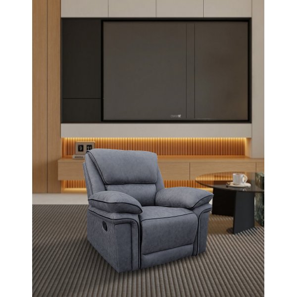 Reclinerfåtölj grå (Mikrofiber) - Riverdale + Textilrengöring för möbler Reclinerfåtölj grå (Mikrofiber) - Riverdale + Textilrengöring för möbler