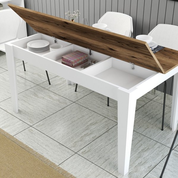 Table  manger Milan 145 x 88 cm - Noyer/blanc