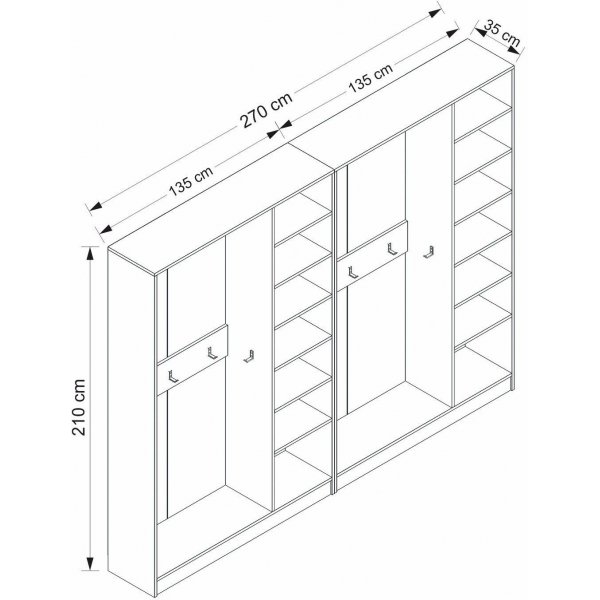 Meuble d\\\'entrée Armadio L 270 x 35 x 210 cm - Blanc Meuble d\\\'entrée Armadio L 270 x 35 x 210 cm - Blanc