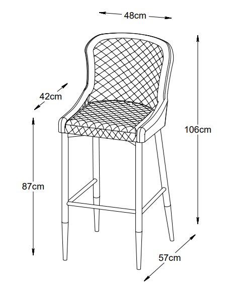 Tabouret de bar Carrie en PU gris SH 77 cm Tabouret de bar Carrie en PU gris SH 77 cm