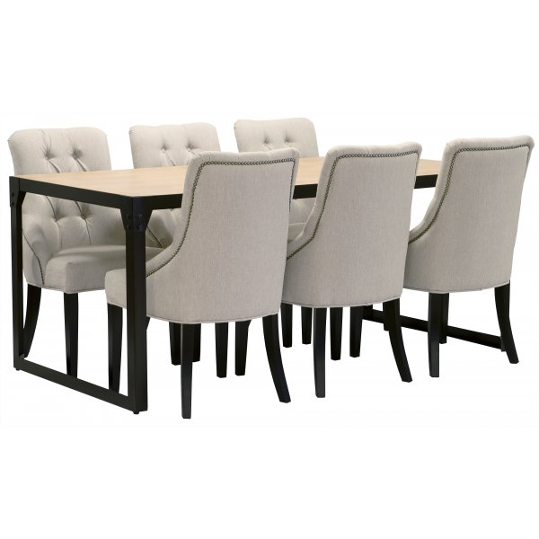 Matgrupp: Industri matbord + 6 st Tuva europa version II - beige