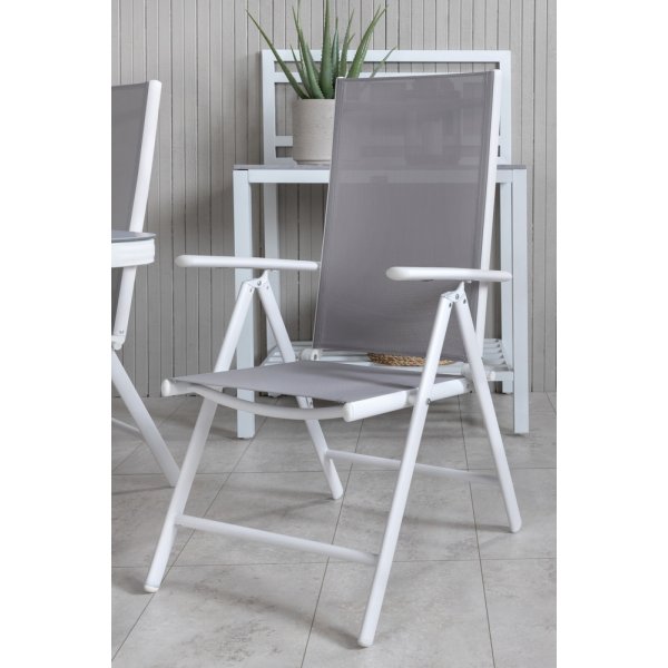 Ensemble de repas d'extrieur Virya avec 4 chaises Break - Gris/Blanc