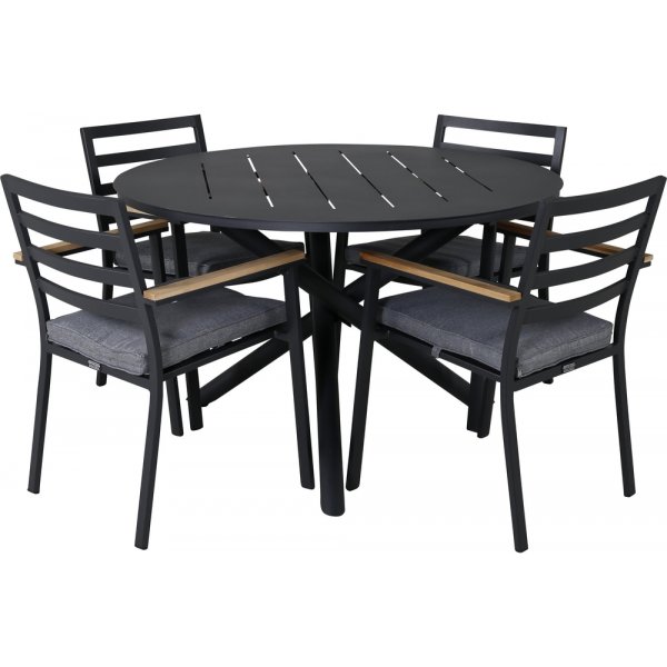 Alma utematgrupp med 4 st Brasilia stolar - Svart/Natur
